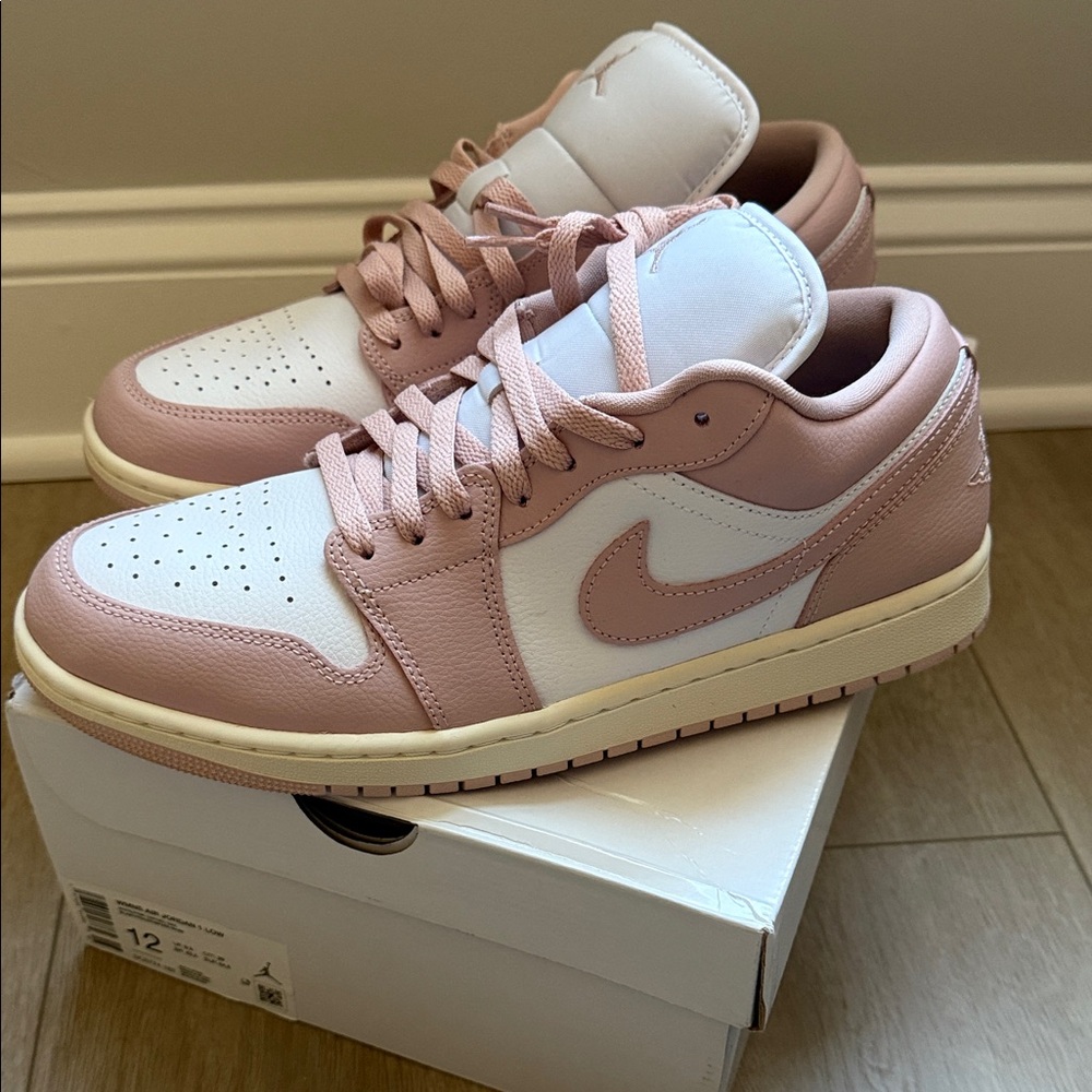 Nike Air Jordan 1 Low White and Pink Sneakers
